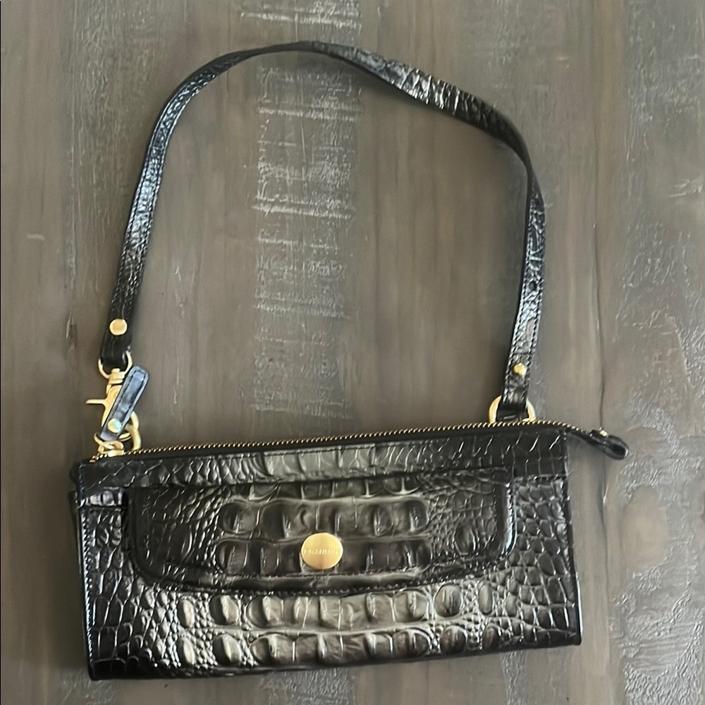 Brahmin Metallic Crocodile Embossed Wristlet Clutch